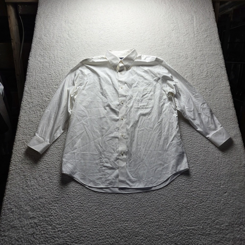 Croft & Barrow Dress Shirt Mens 17.5 32/33 White Solid Classic Fit Non Iron LS